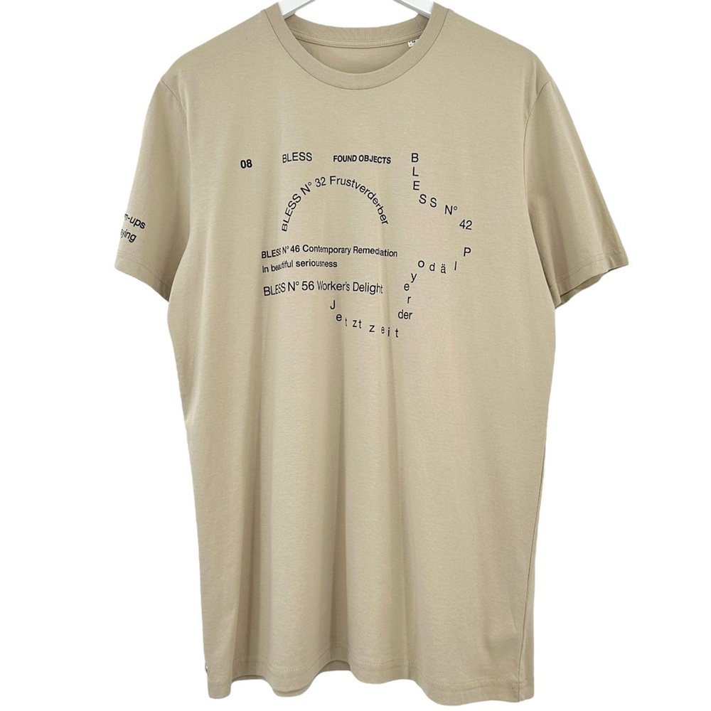 NWOT BLESS Beige Gray Multicollection II Loose Fit Oversized Cotton T-Shirt Tee - Picture 2 of 8